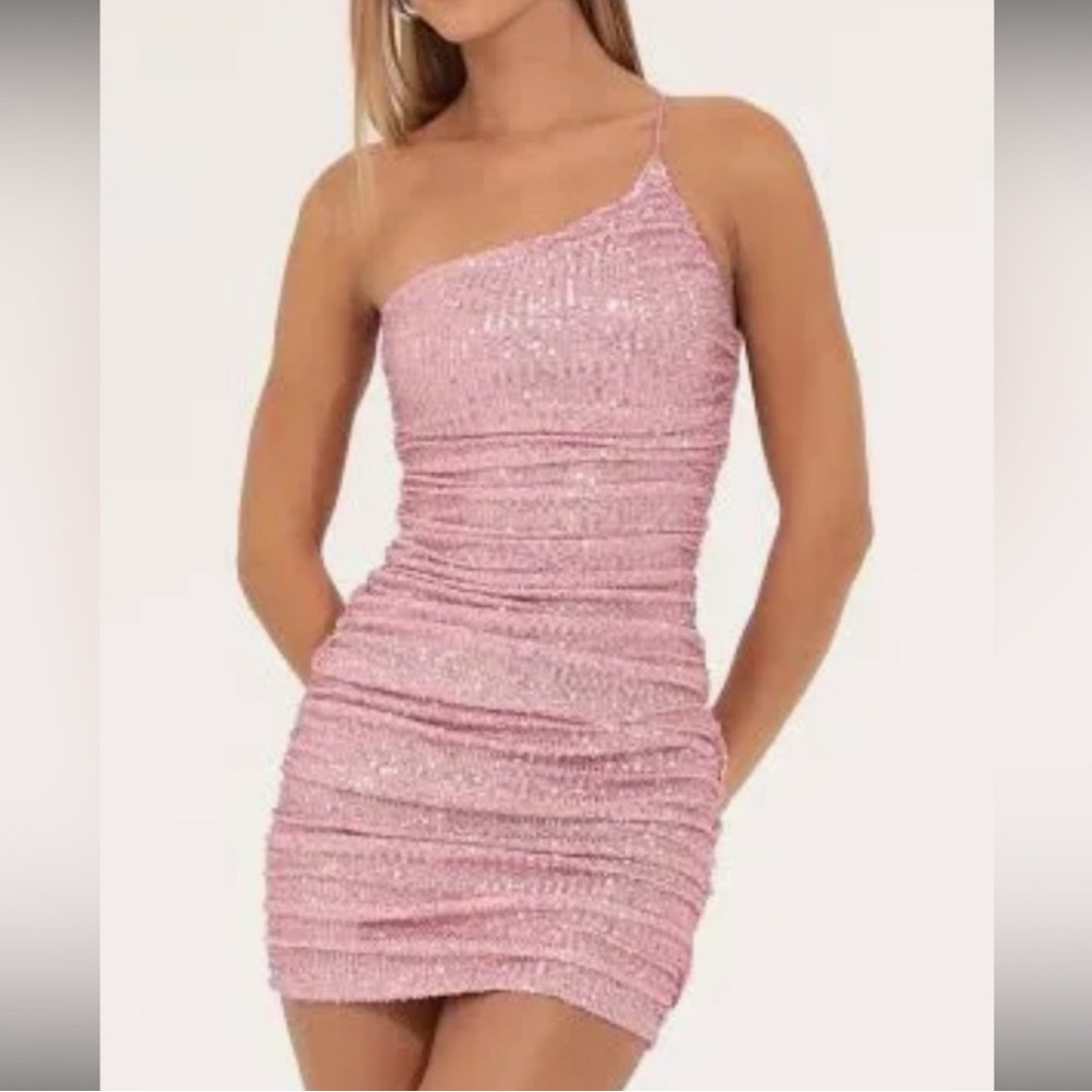 Lucy in the Sky Pink Sequin One-Shoulder Dress